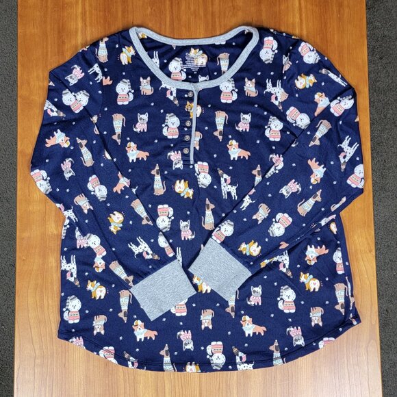 Cuddl Duds Holiday Dogs Print 2 Pc Navy Pajama Set With Pockets - M - Picture 4 of 12